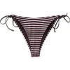 Mango Stripe Rib Bikini Bottoms In Brown