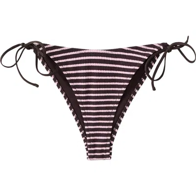 Mango Stripe Rib Bikini Bottoms In Brown