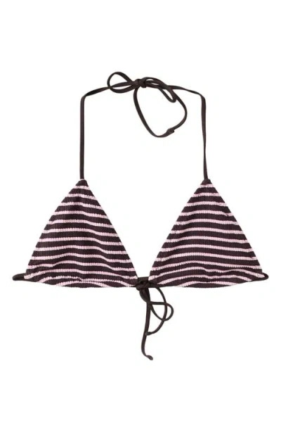 Mango Stripe Rib Triangle Bikini Top In Multi