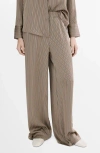 Mango Stripe Satin Pants In Brown