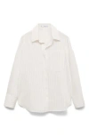Mango Stripe Sheer Long-sleeve Button-up Shirt In White