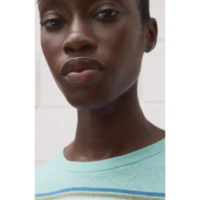 Mango Stripe Short Sleeve Knit Shirt In Blue
