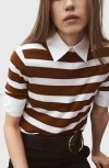 Mango Stripe Short Sleeve Sweater In Multi