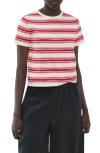 Mango Stripe Short Sleeve Sweater In Red