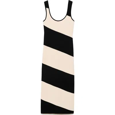 Mango Stripe Sleeveless Knit Midi Dress In Multi