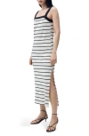 Mango Stripe Sleeveless Midi Dress In White