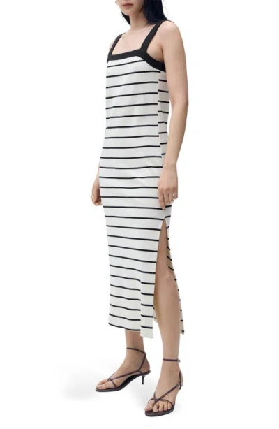 Mango Stripe Sleeveless Midi Dress In White