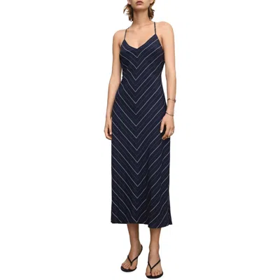 Mango Stripe Slipdress In Dark Navy