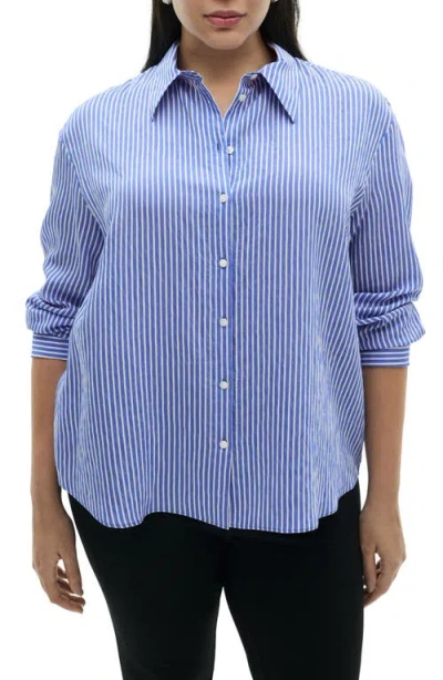 Mango Stripe Straight Button-up Shirt In Blue
