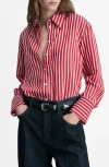 Mango Stripe Straight Button-up Shirt In Red
