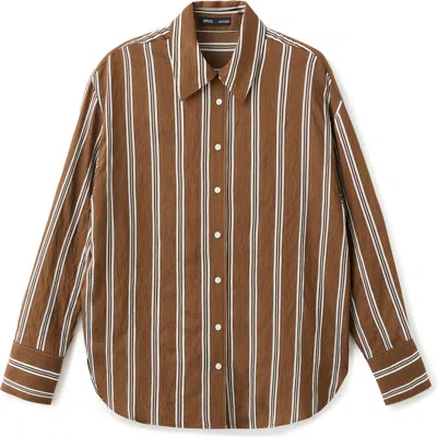 Mango Stripe Straight Button-up Shirt In Brown