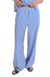 Mango Stripe-print Straight Trousers Blue In Blue