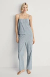 Mango Stripe Stretch Cotton Pajama Pants In Mint Green