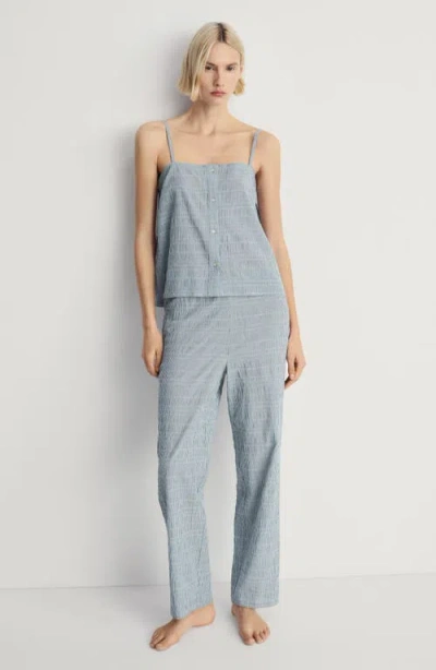 Mango Stripe Stretch Cotton Pajama Pants In Mint Green