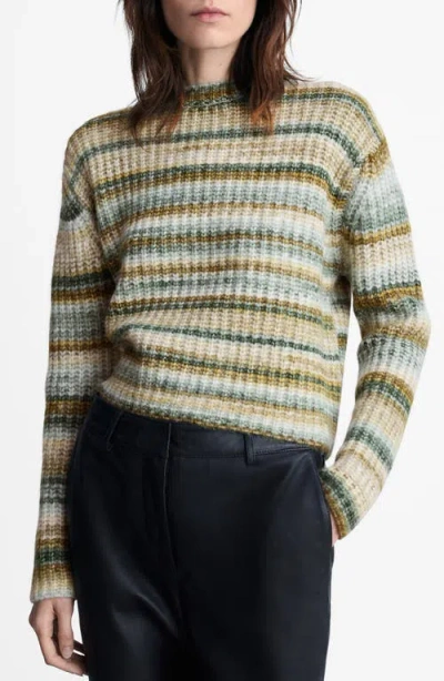 Mango Stripe Sweater In Dark Green