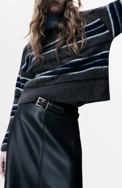 Mango Stripe Sweater In Gray