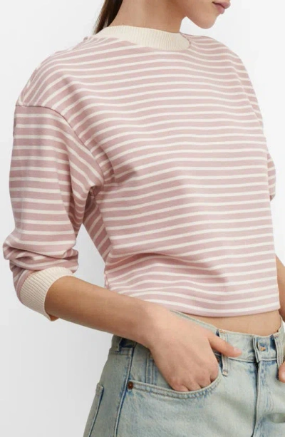 Mango Stripe Sweatshirt In Pastel Pink