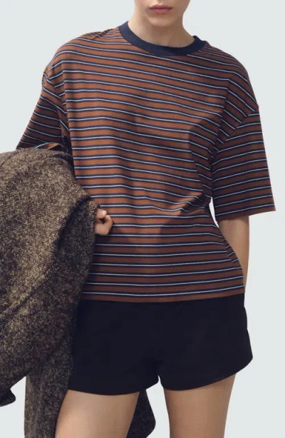 Mango Stripe T-shirt In Brown
