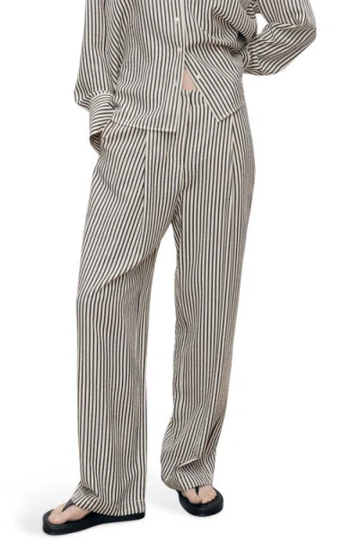 Mango Stripe Textured Straight Leg Pants