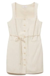 MANGO MANGO STRIPE TIE BACK BUTTON FRONT DRESS