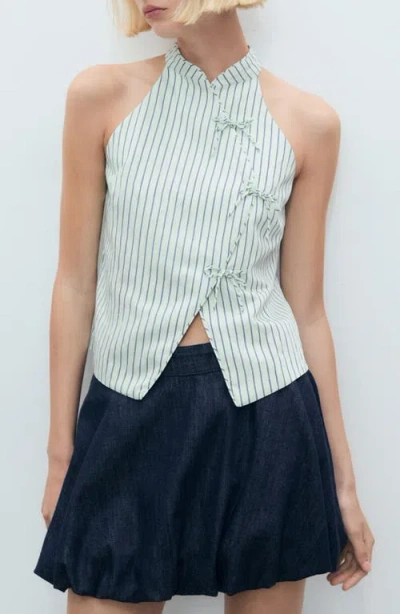 MANGO MANGO STRIPE TIE FRONT TOP