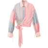Mango Stripe Tie Hem Shirt In Multi