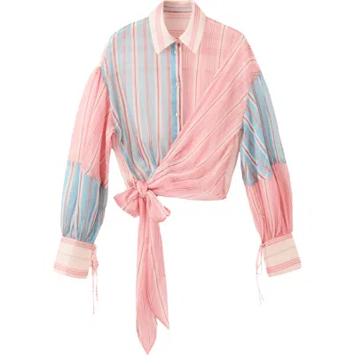 Mango Stripe Tie Hem Shirt In Multi