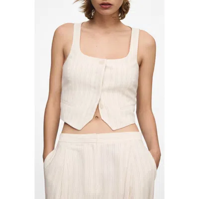 Mango Stripe Vest In Ecru