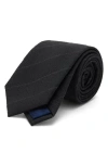 Mango Stripe Wool Blend Tie In Black