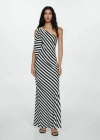 Mango Striped Asymmetrical Dress White In White