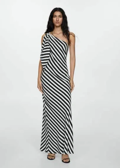 Mango Striped Asymmetrical Dress White