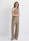 Mango Striped Asymmetrical Top In Brown