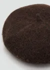 Mango Striped Beret Chocolate In Brown