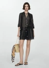Mango Striped Bow Blouse Black In Noir