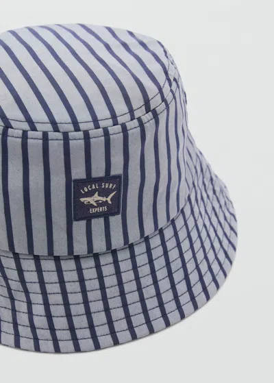 Mango Kids' Striped Bucket Hat Blue