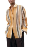 Mango Striped Button-up Shirt In Orange