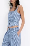 Mango Striped Buttoned Vest In Multi