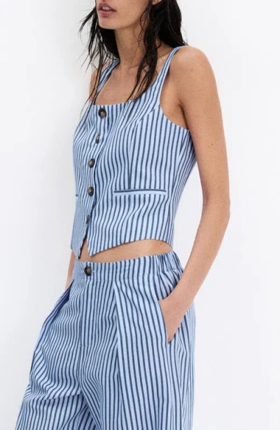MANGO MANGO STRIPED BUTTONED VEST