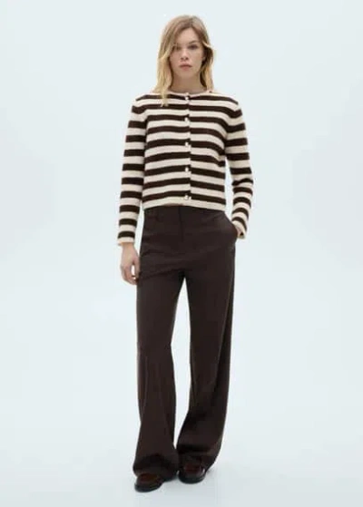 Mango Striped Cardigan With Buttons Ecru
