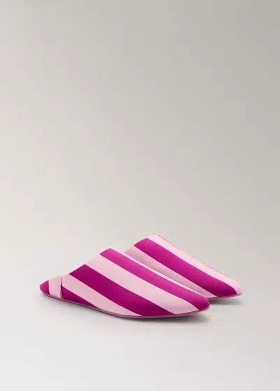 Mango Striped Clogs With Stitching Detail In Fuchsia