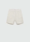 Mango Striped Cotton Bermuda Shorts Sky Blue In Bleu Ciel