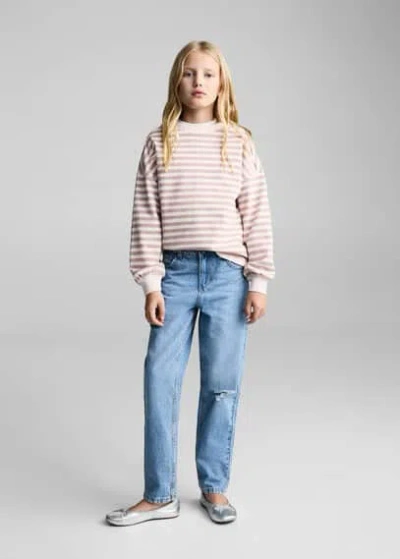 Mango Kids' Striped Cotton-blend Sweatshirt Pink