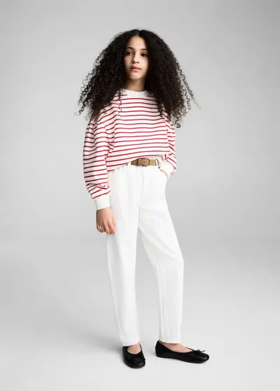 Mango Kids' Striped Cotton-blend Sweatshirt Red