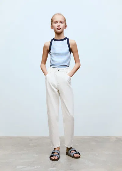 Mango Kids' Striped Cotton-blend Top Blue