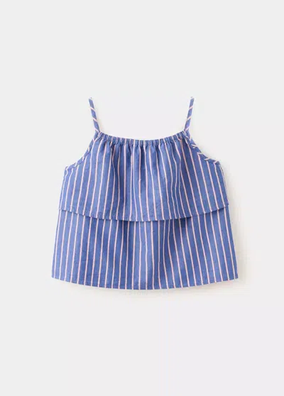 Mango Kids' Striped Cotton Blouse In Blue