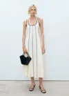 Mango Striped Cotton Dress Ecru
