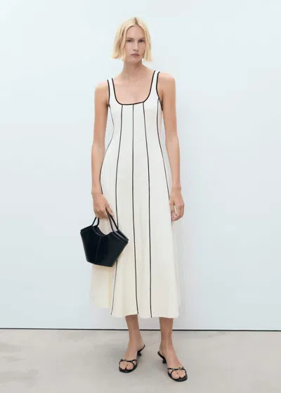 Mango Striped Cotton Dress Ecru