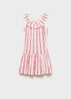 Shop Mango Striped Cotton Dress Off White