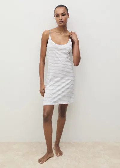 Mango Striped Cotton Nightdress White