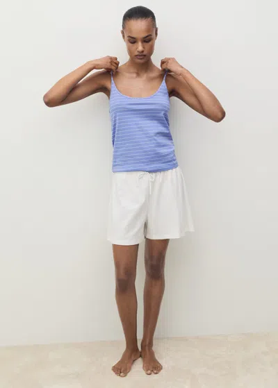 Mango Striped Cotton Pyjama Top Blue